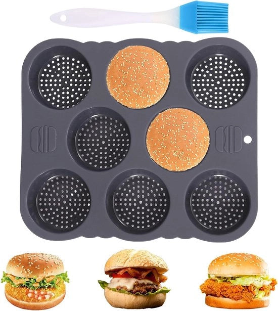 Forme per Biscotti di Silicio a Sfera 10 cm di Diametro - 8 Spazi Interni - Smalto Antiaderente - Muffin per Hamburger - Forme per Chocolatiera - Attrezzatura per la Cottura di Torte