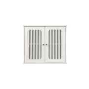 Armadio pensile da bagno con 2 ante e frontale a lamelle; in MDF e truciolare; bianco
