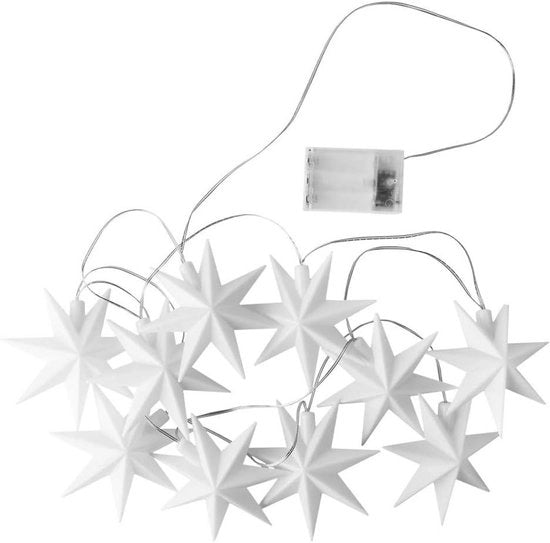 Lanterna LED a stella | Indoor | 10 stelle bianche | Ø 12 cm | 1 LED caldo bianco | alimentata da batterie | funzione timer: 6 ore accesa, 18 ore spenta | decorazione per finestre | decorazione per Natale