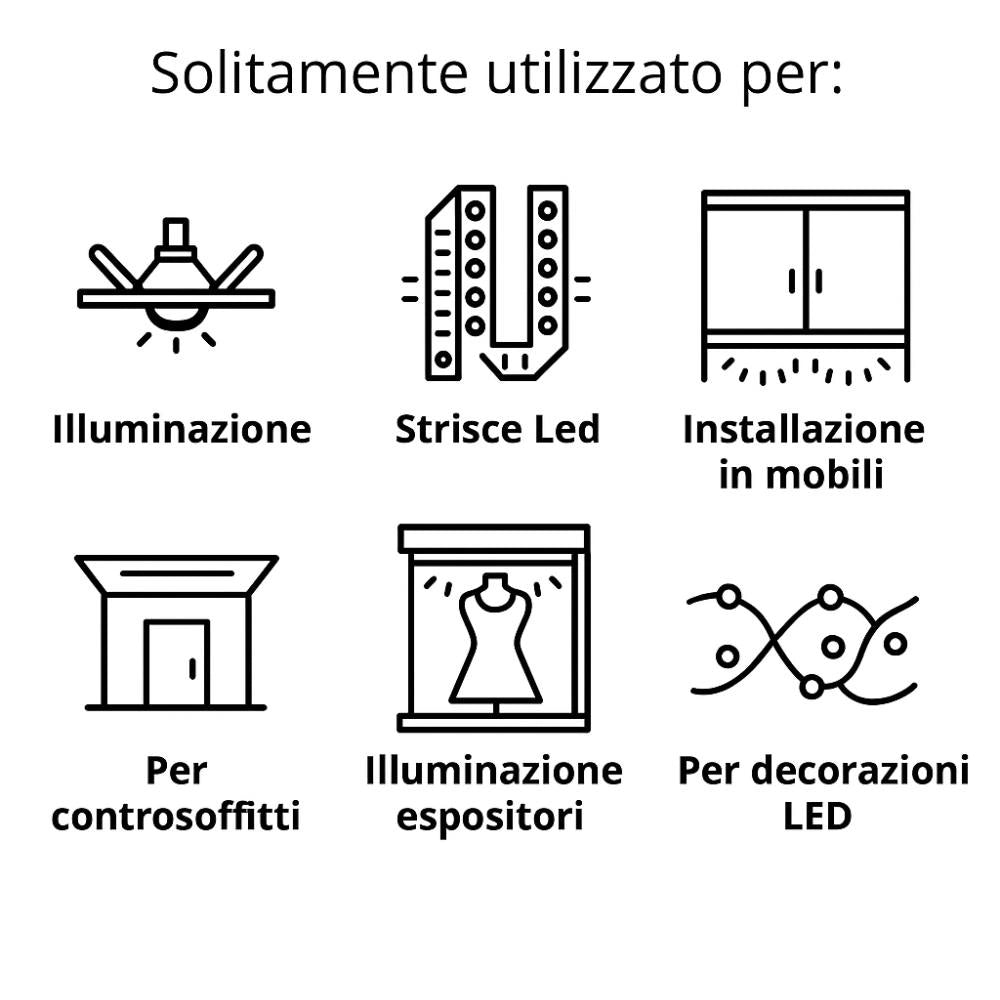 Alimentatore led sottile 60w 12v 5a ip20 per installazioni interne