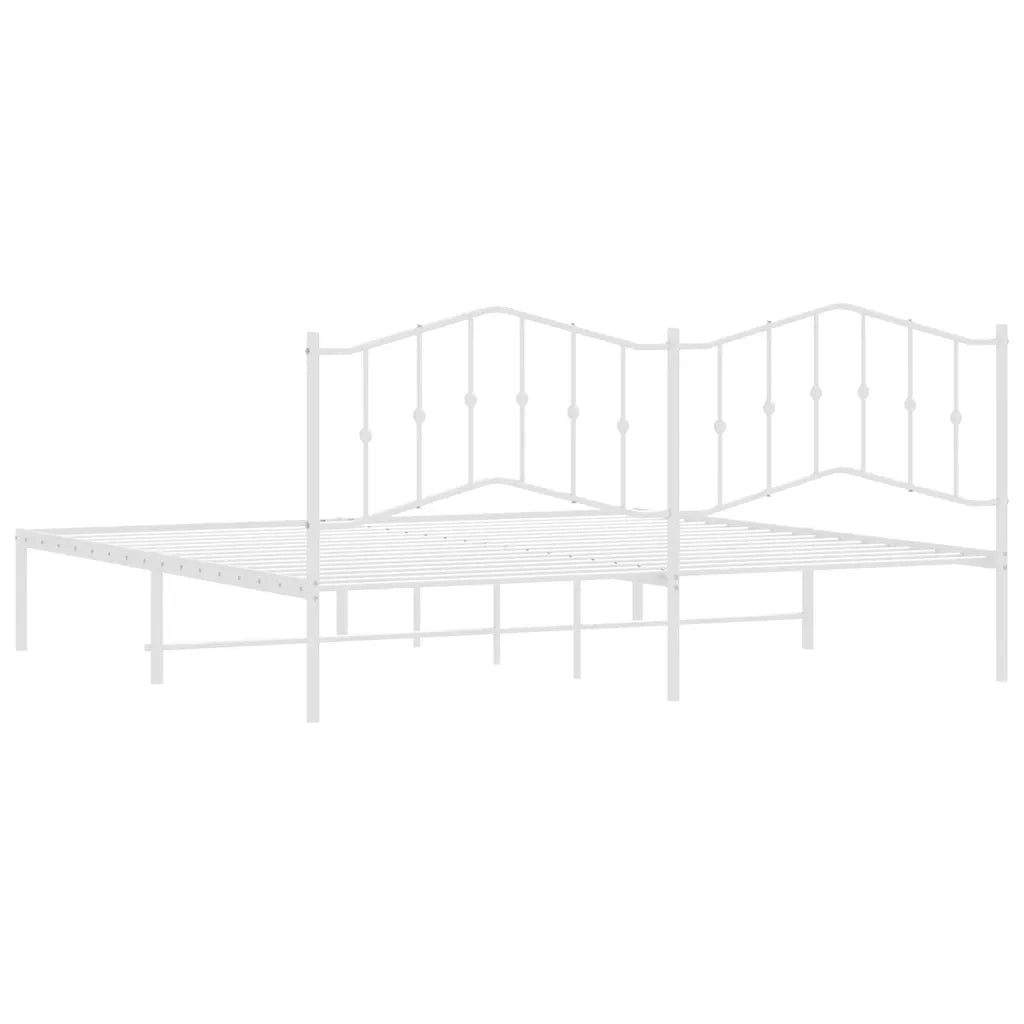 Giroletto con Testiera-Struttura Letto con testiera Metallo Bianco 193x203 cm 579851