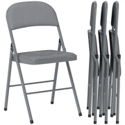 Set 4 Sedie Pieghevoli Imbottite ¨C Zephmum ¨C Grigio Chiaro Velluto Acciaio