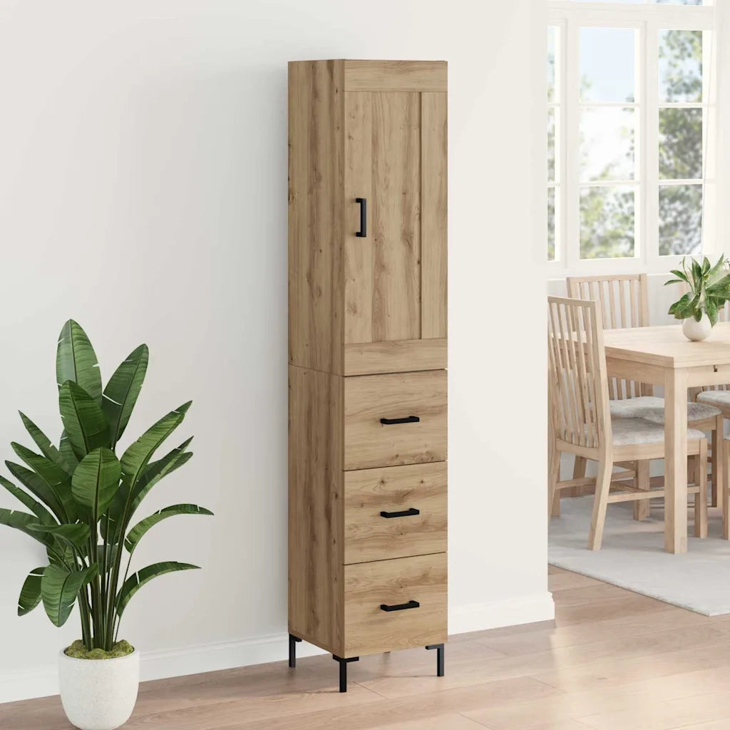Credenza | Madia | Buffet da pranzo | Armadio da pranzo con cassetto Rovere artigianale 34,5 x 34 x 180 cm