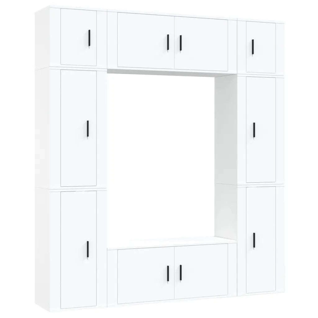 Set Mobili Porta TV 8pz Bianco in Legno Multistrato 3188638