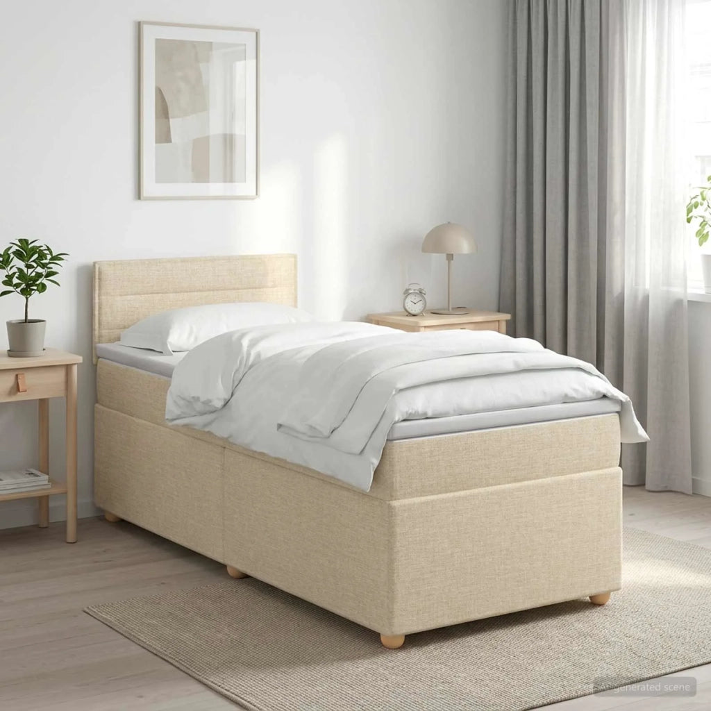 Letto box spring con materasso Crema 80 x 200 cm Tessuto 3450823
