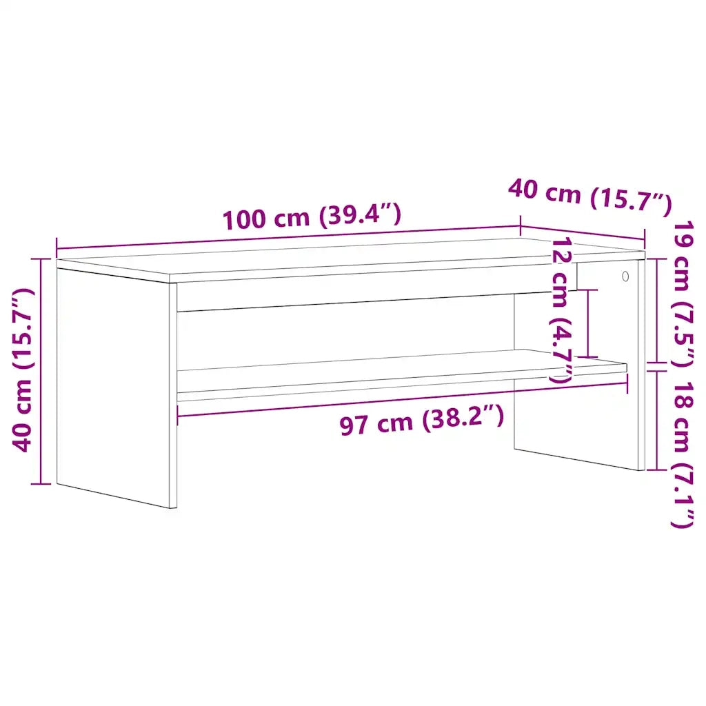 Mobile Porta TV Rovere Fumo 100x40x40 cm in Legno Multistrato