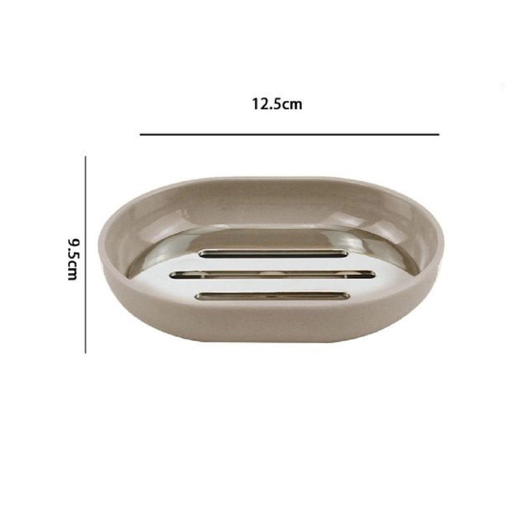 Trade Shop - Piattino Porta Sapone Saponetta Tortora Silver Accessori Bagno 12.5x9.5 Cm 69468 -