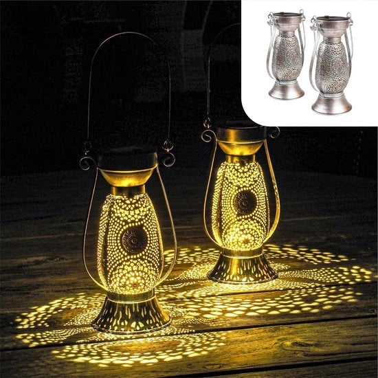 Lanterna a Energia Solare per Esterno Decorazione Balcone Decorazione Giardino Regalo Giardino Lampada Marocchina Lampada da Esterno (Orientale)