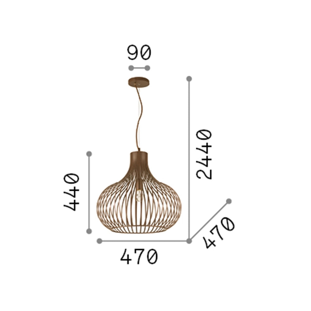 Sospensione Industrial-Minimal Onion Metallo Coffee 1 Luce E27 D47Cm
