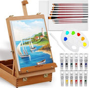 Set di verniciatura acrilica con scatola di pittura portatile e stand per display da tavolo