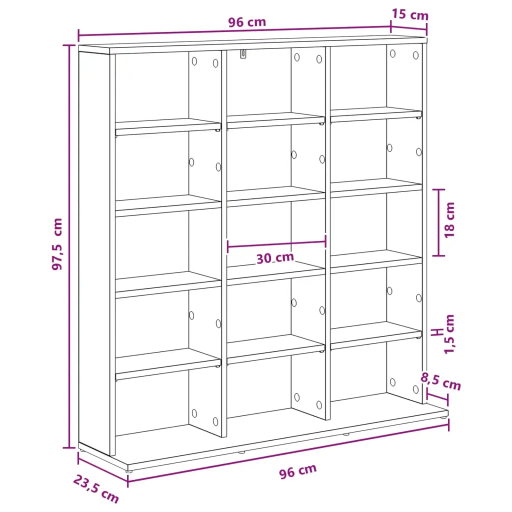Mobile per CD Rovere Fumo 96 x 23,5 x 97,5 cm 8012670