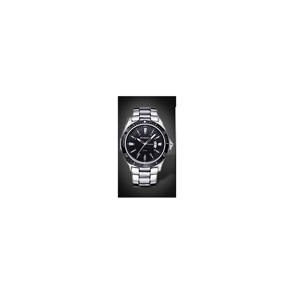 Trade Shop - Orologio Da Polso Uomo Design Business Curren 8110g Analogico Quadrante Nero -