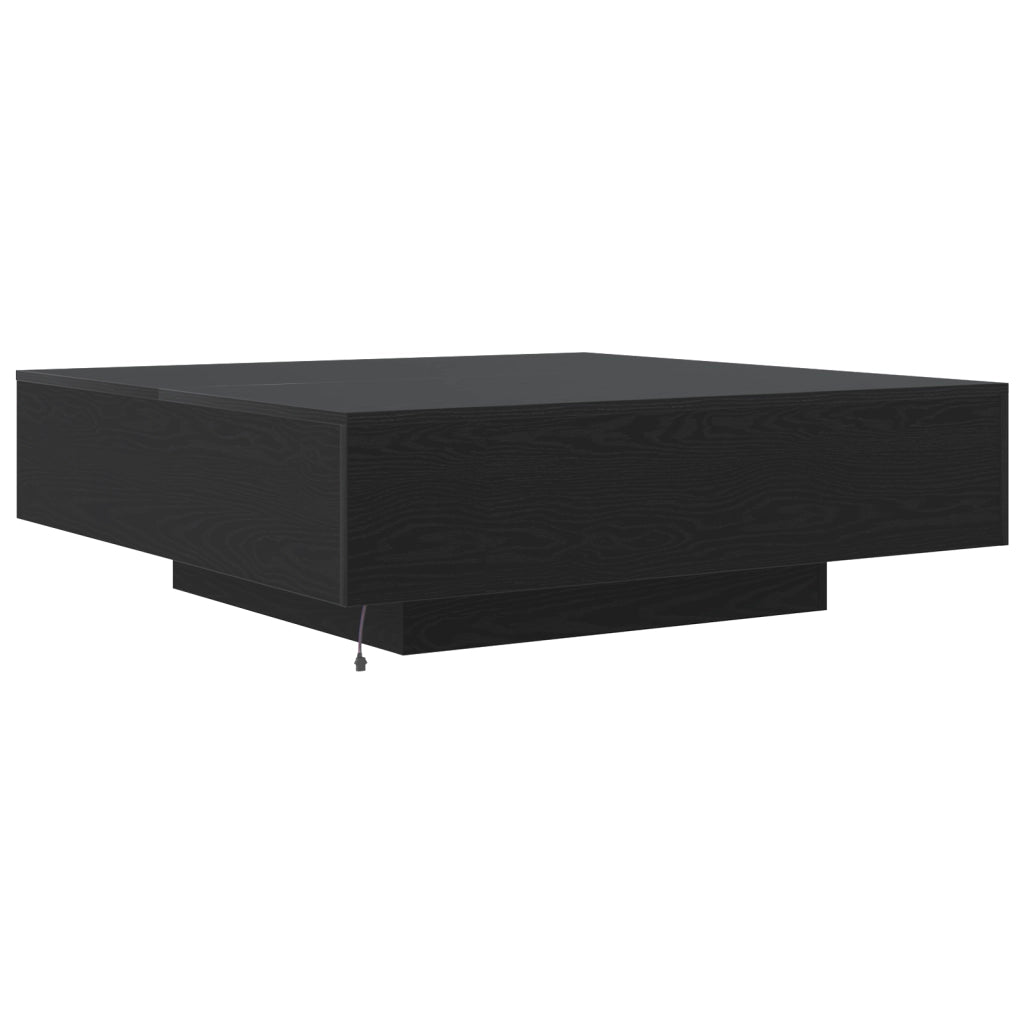 Tavolino da caffÃ¨  con luci LED Rovere Nero 100x100x31 cm