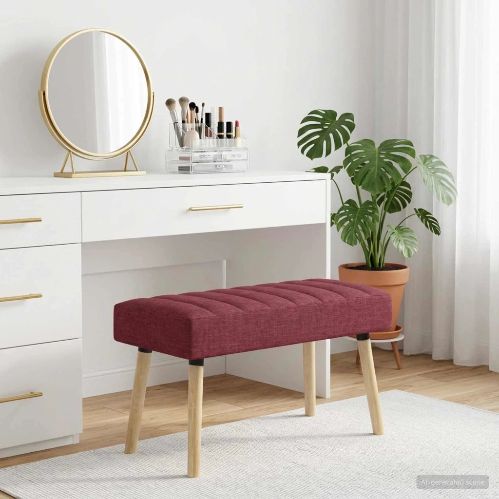 Panchina trapuntata a canale Rosso Vino 80 x 40 x 46 cm Tessuto 42038476