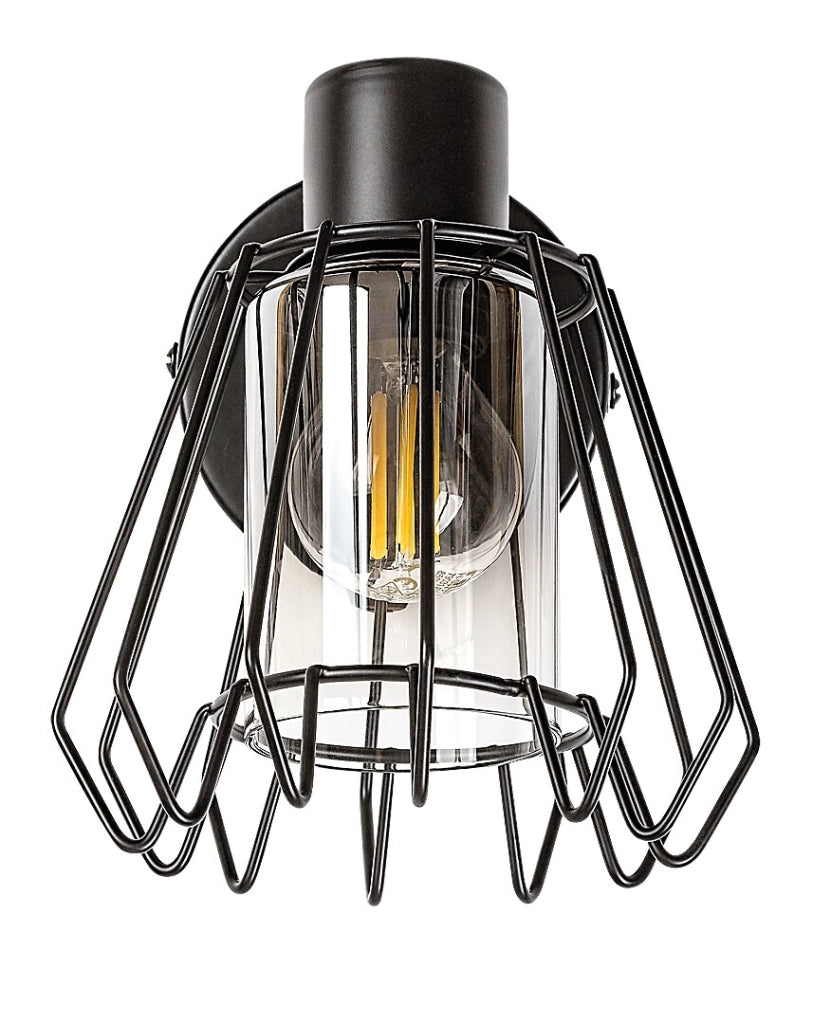 Applique industriale nera orientabile vetro fumé E14 Rabalux