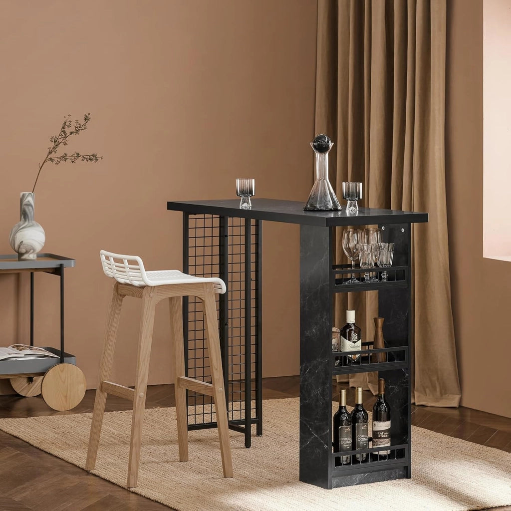 Tavolo alto bar Tavolo da pranzo Tavolo da balcone Penisola cucina Nero 120x50x105cm FWT100-SCH