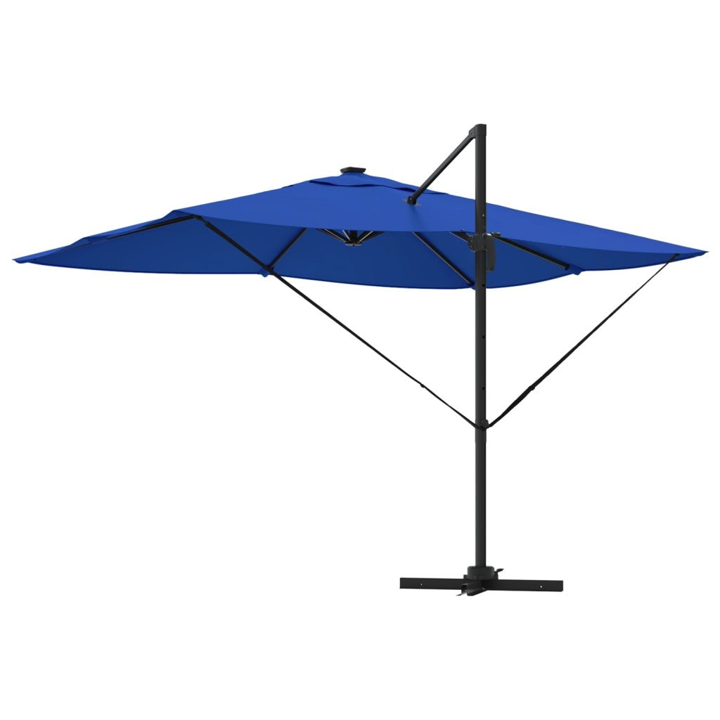 Ombrellone a Sbalzo Roma con LED Blu Azzurro 352x251x265 cm Alluminio