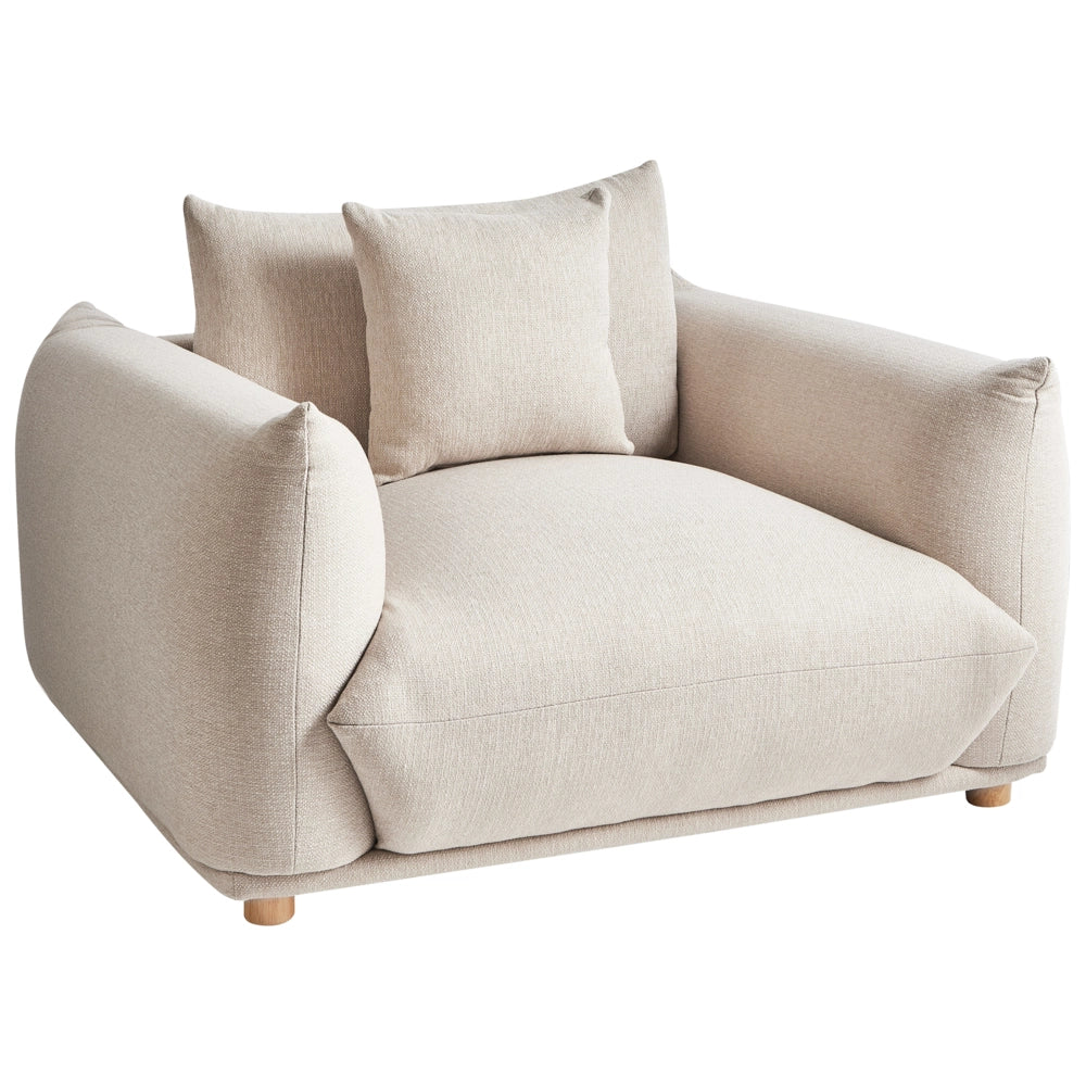 Set di divani in tessuto beige chiaro a 5 posti con cuscini e poltrone Divano da soggiorno