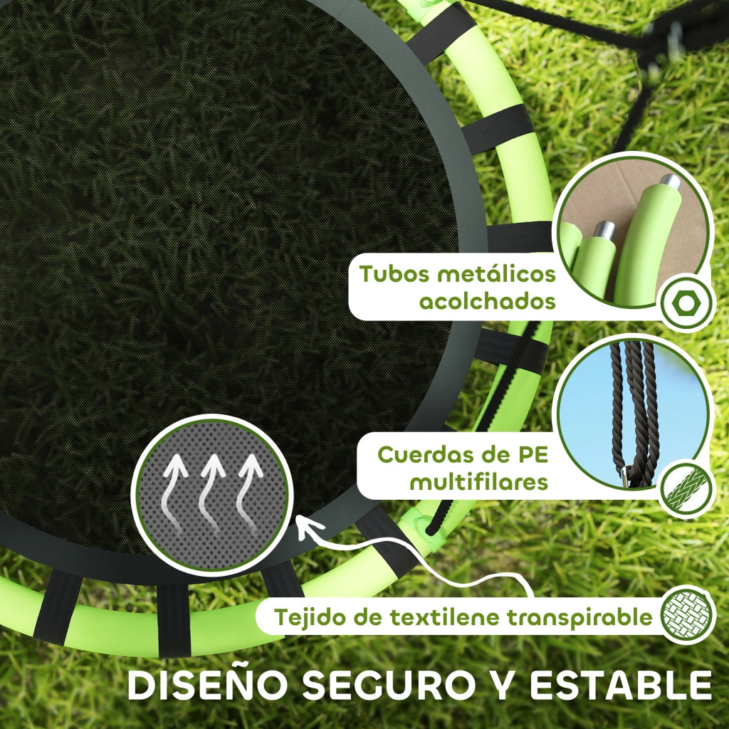 Altalena da giardino rotonda per bambini ¨C Minimal ¨C Nero, Verde, ?100x180 cm, regolabile, 150 kg