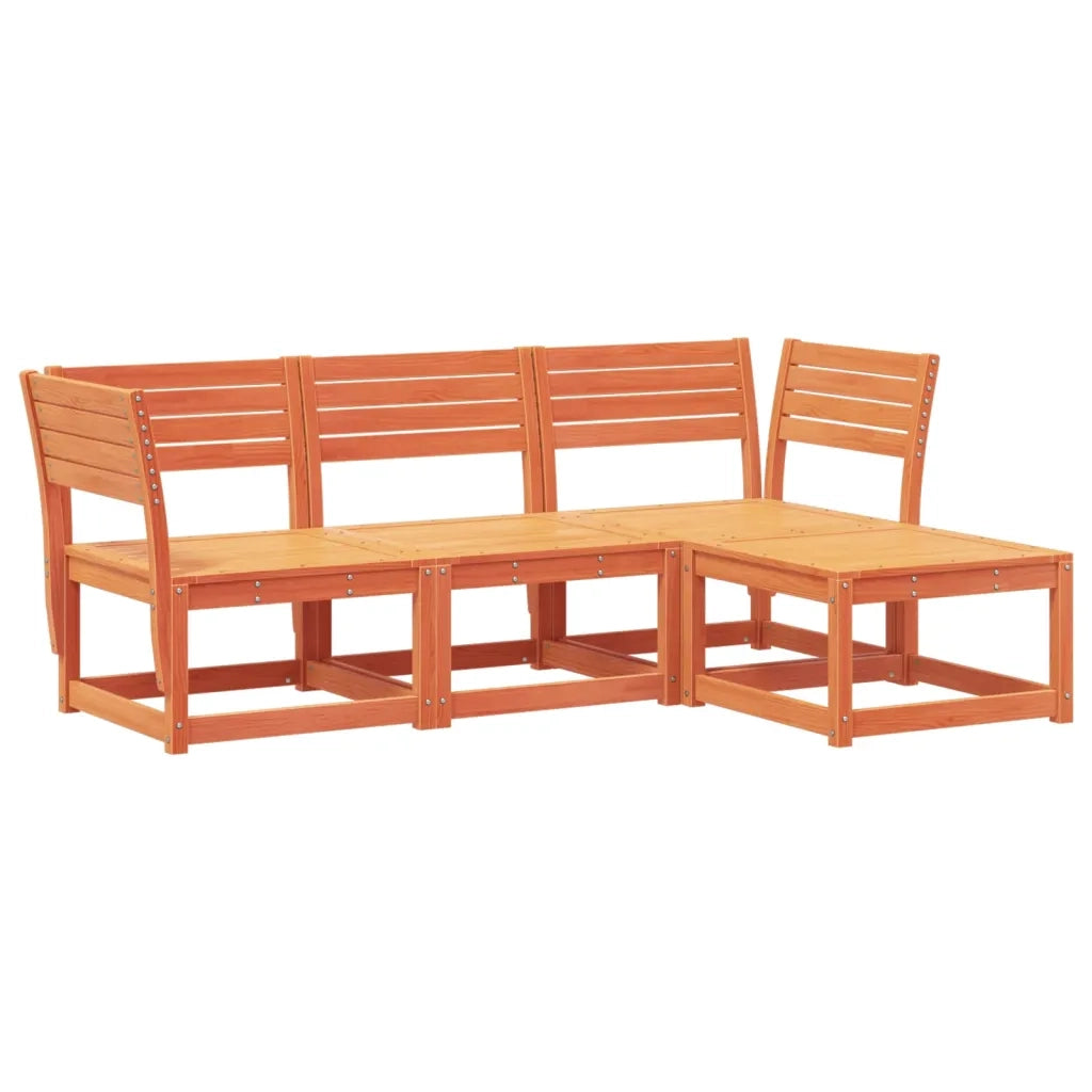 Set Salotto da Giardino 4 pz | Set di Mobili da Esterno Marrone Cera Legno Massello Pino