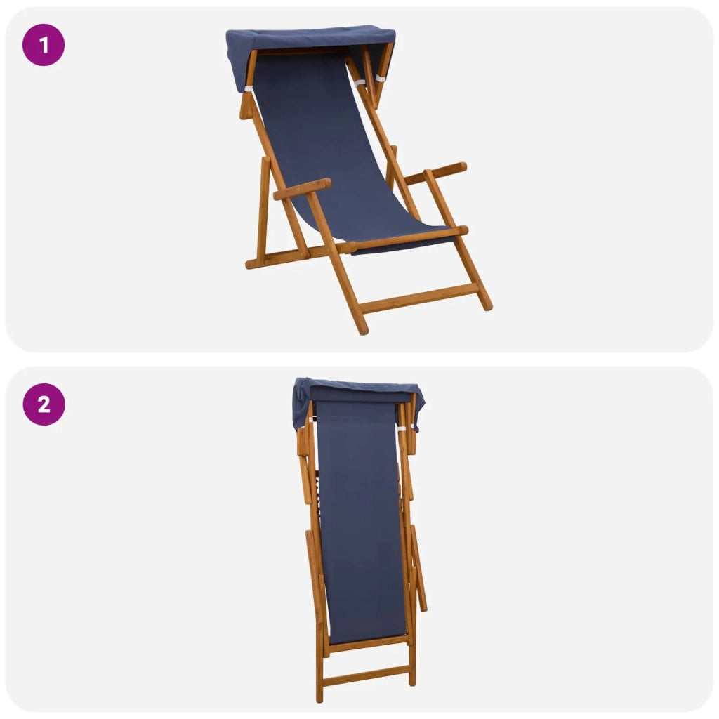 Lettino 2 pcs 3 Posizione Legno di Eucalipto Massello Blu 3407808