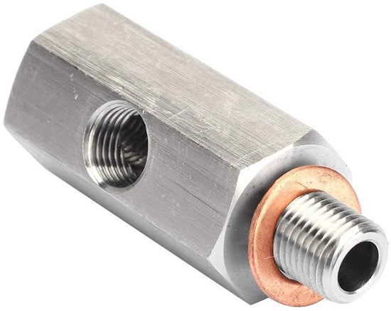 Adattatore di sensore di pressione olio - 1/8 pollice - T-connessione - Inox di alta qualità - Pompa di olio turbo - Sicuro e duraturo - Adatto per...