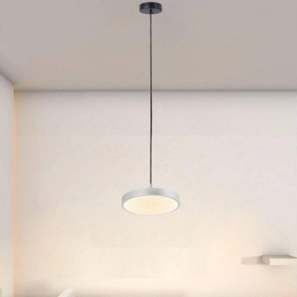Trade Shop - Lampadario A Sospensione Led 40w Argento Cerchio Tondo Moderno Minimal Luce 4000k 32934 -