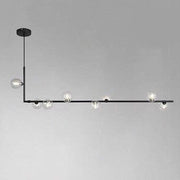 Trade Shop - Lampadario 8 Sfere G9 In Vetro Da Soffitto In Metallo Nero Design Moderno 71621 -