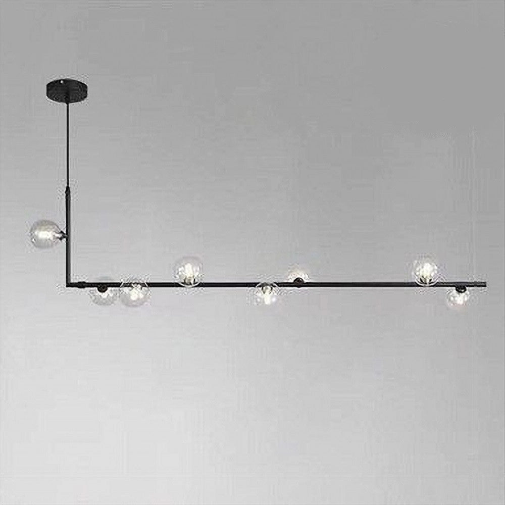 Trade Shop - Lampadario 8 Sfere G9 In Vetro Da Soffitto In Metallo Nero Design Moderno 71621 -