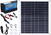 Kit di Pannello Fotovoltaico 100W - Caricatore Solare Portatile Ripiegabile con Controller 100A per Camper, Barca, Tenda Auto.