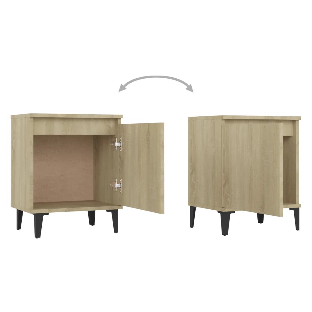 Comodini con Gambe in Metallo Rovere Sonoma 40x30x50 cm 805840
