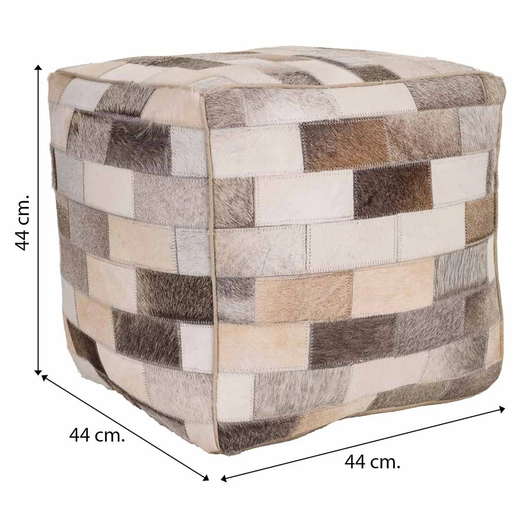 Pouf in pelle marrone 44x44x44h cm