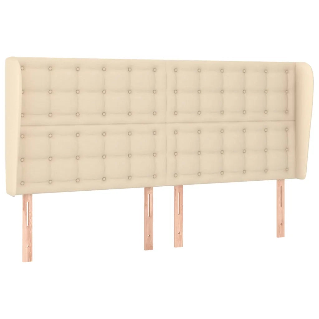 Testiera ad Orecchio-Testata con Orecchie Crema 203x23x118/128 cm in Tessuto 426490