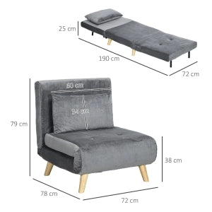 POLTRONA LETTO 72x78x79 cm Grigio in poliestere