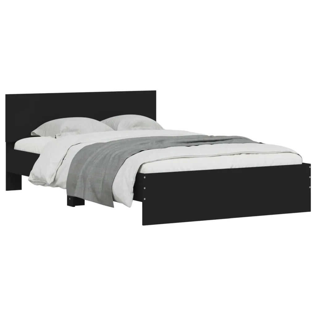 Giroletto con Testiera-Struttura Letto con testiera Nero 135x190 cm