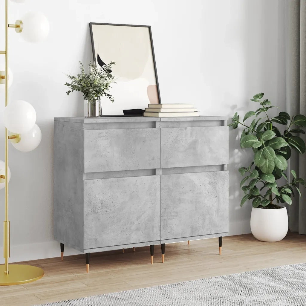 Credenze 2 pz | Madia | Buffet da pranzo | Armadio da pranzo Grigio Cemento 40x35x70 cm in Legno Multistrato