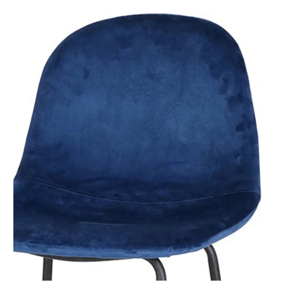 Set di 4 sgabelli da bar con schienale in velluto blu e struttura in metallo collezione LALY - Stile industriale