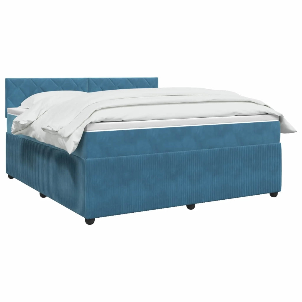 Letto box spring con materasso Blu 140 x 200 cm Velluto 3453165