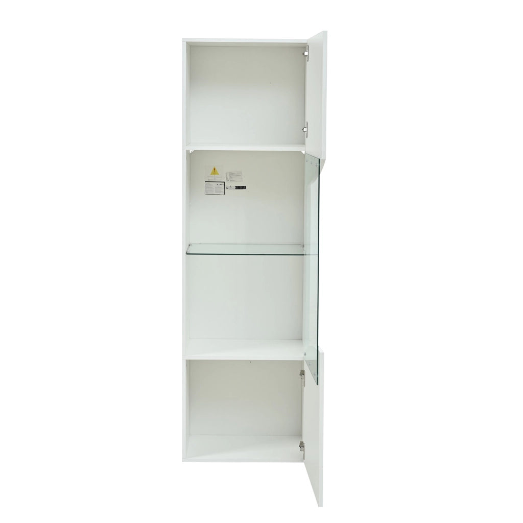 Vetrina lucida, illuminazione a LED, ante in vetro,35 x 50 x 165 cm, bianca
