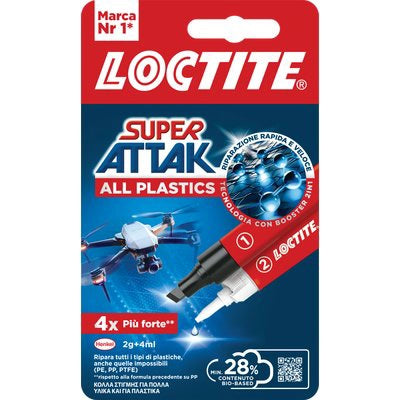 Loctite Attak All Plastics 2 g con 4 ml 12 Pezzi