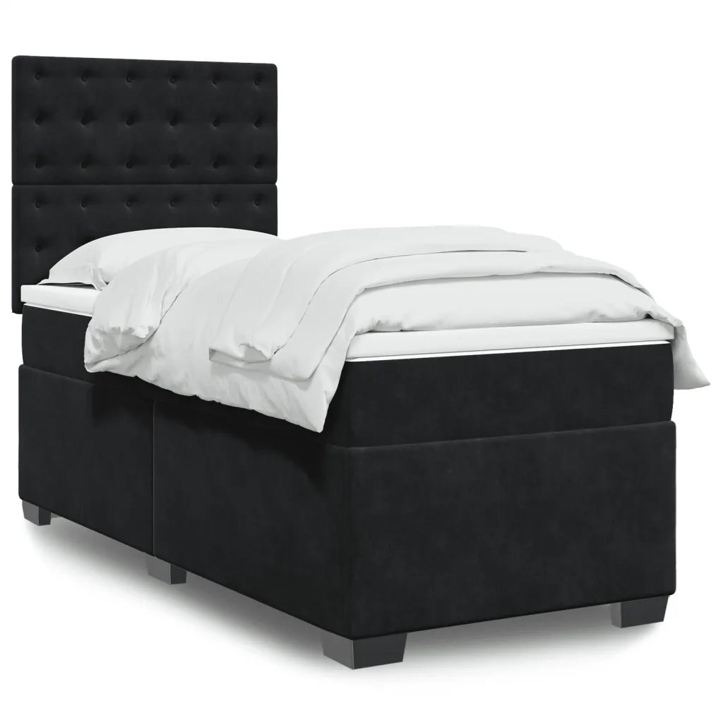 Giroletto a Molle con Materasso Nero 80x200 cm in Velluto 3290776
