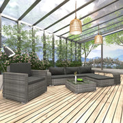 Set Divani da Giardino 8 pz con Cuscini in Polyrattan Grigio 48317
