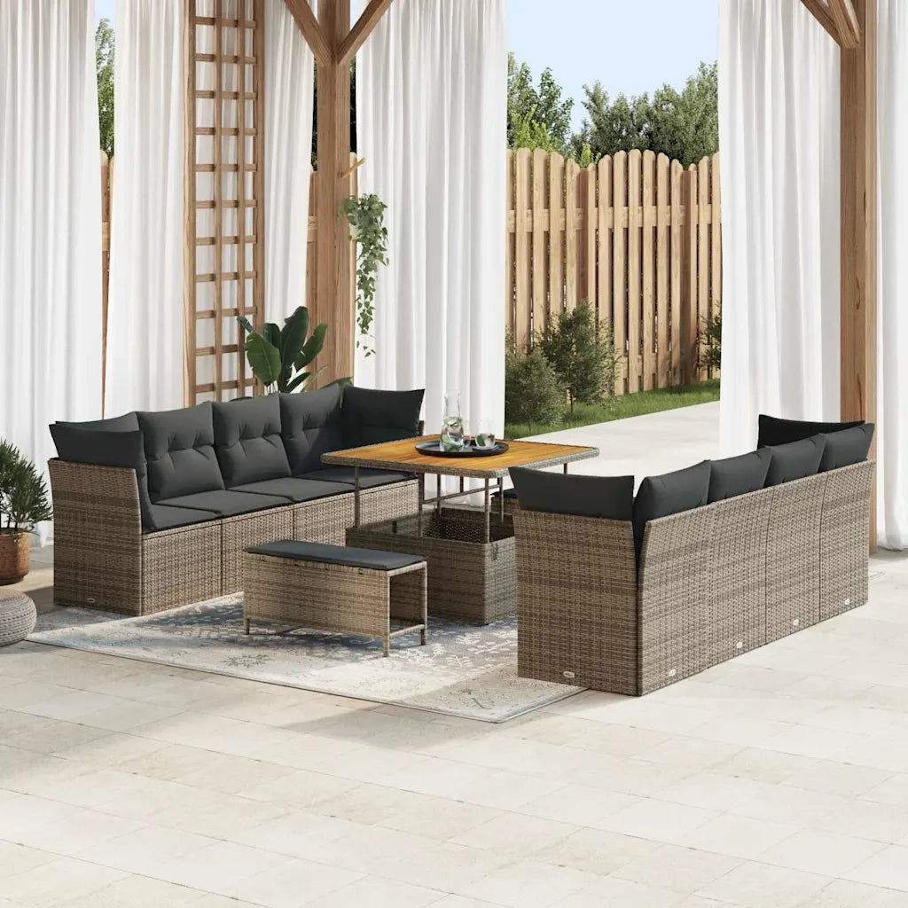 Set Divano da Giardino con cuscino 11 pcs Grigio 3363418