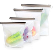 Siliconen sacchetti per conservazione alimentare riutilizzabili, 2L (1,5L) e 2M (1L), sacchetti per conservazione alimentare siliconici riutilizzabili, per sous-vide, sandwich, pranzo, flessibili, BPA-free, confezione da 4 pezzi