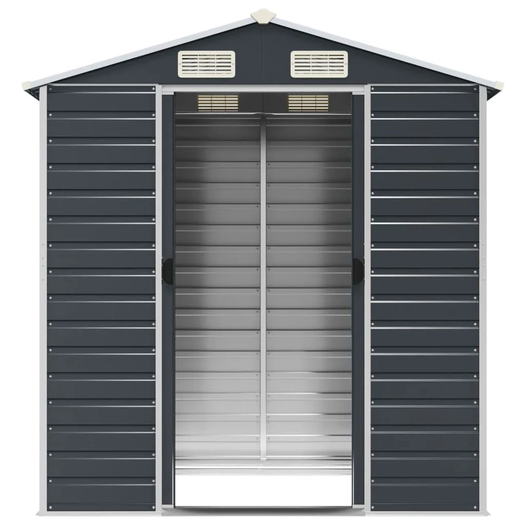 Casetta da giardino cabina ripostiglio casetta da esterno robusta casetta per attrezzi 191 x 130 x 198 cm acciaio zincato antracite 02_0022183