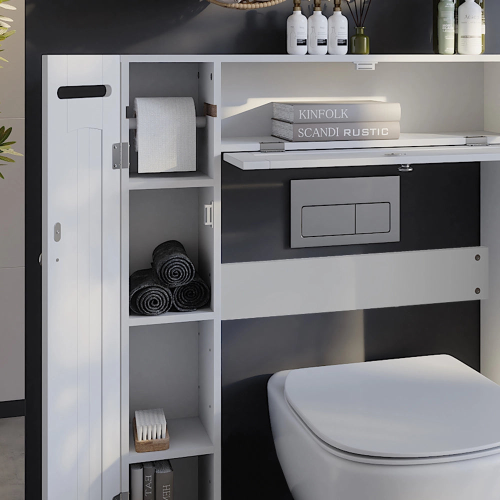 Vicco Armadietto per toilette Bianco 89 x 99 cm Distributore di carta igienica a destra e a sinistra
