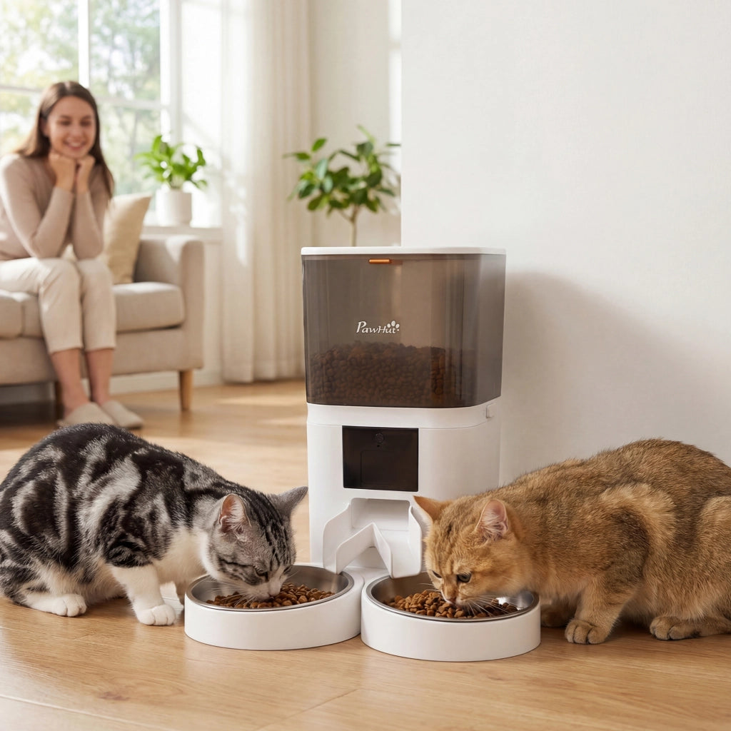 Dispenser Cibo Automatico 6L WiFi App ¨C zephmum ¨C 2 Ciotole Programmable 1-10 Pasti
