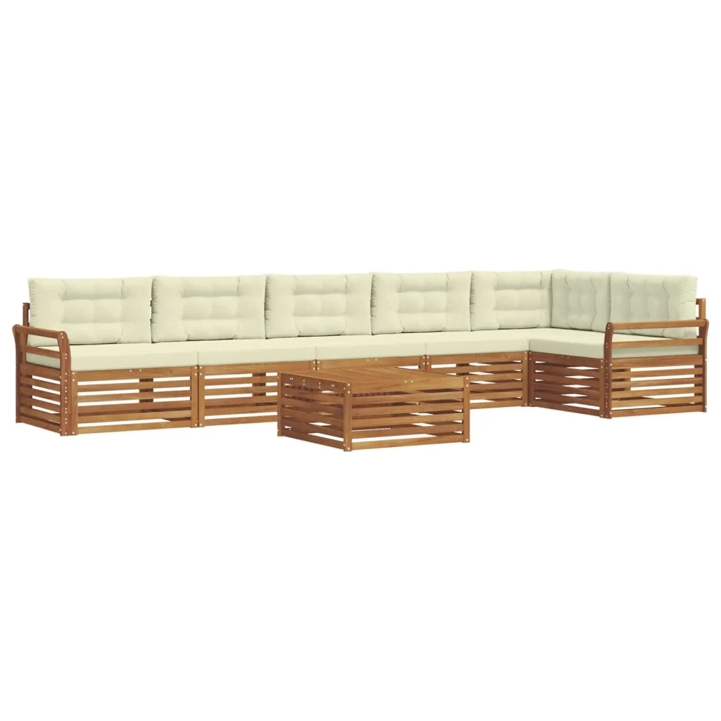 Set di divani da esterno con cuscino 7 pcs Naturale e Crema