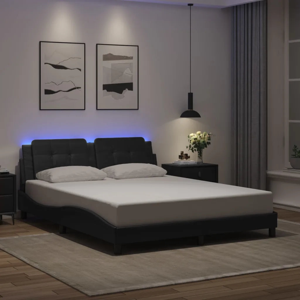 Giroletto con LED senza Materasso Zadar Nero 160x200 cm