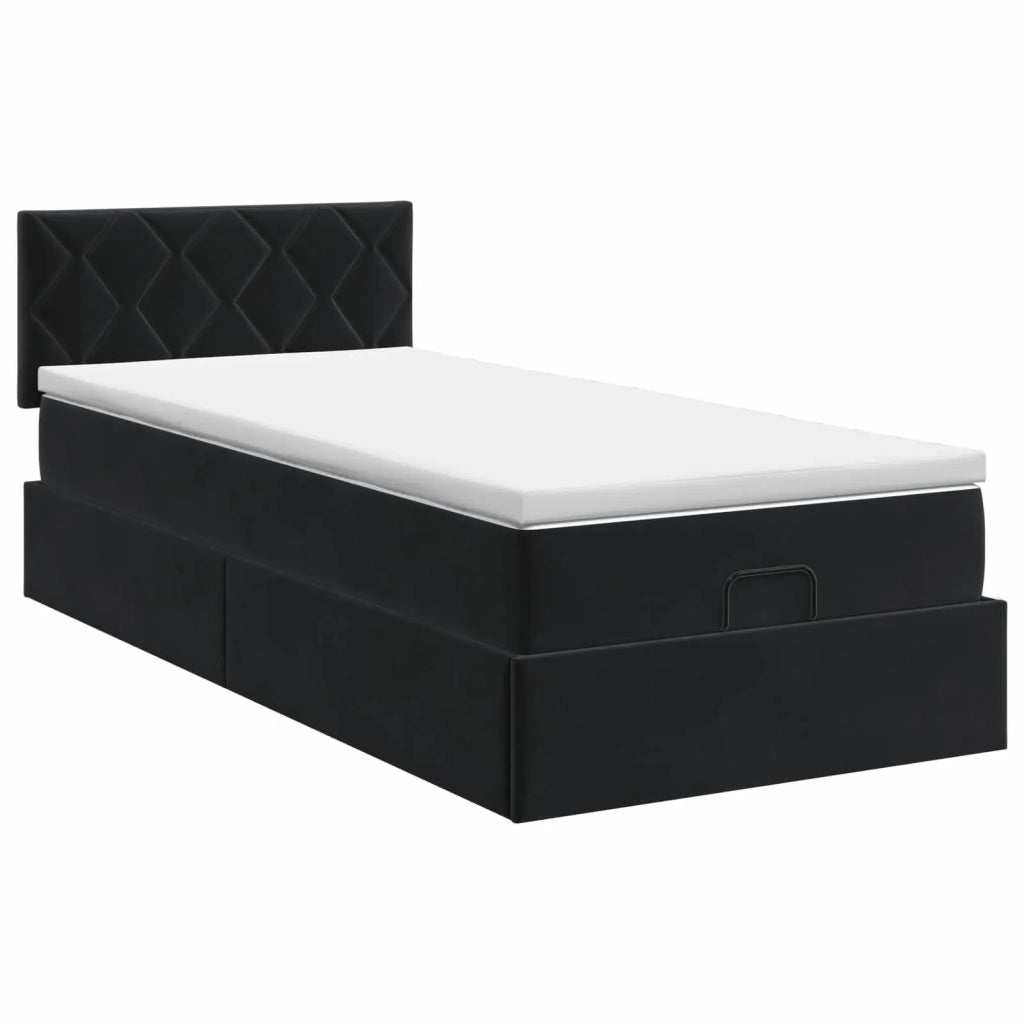 Letto ottomano con materasso Nero 90 x 190 cm Velluto 3456599